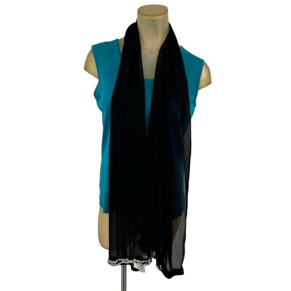 Steve Madden Black Sheer Scarf  Womens Accessory 70 X 20 new $48 - Picture 5 of 9